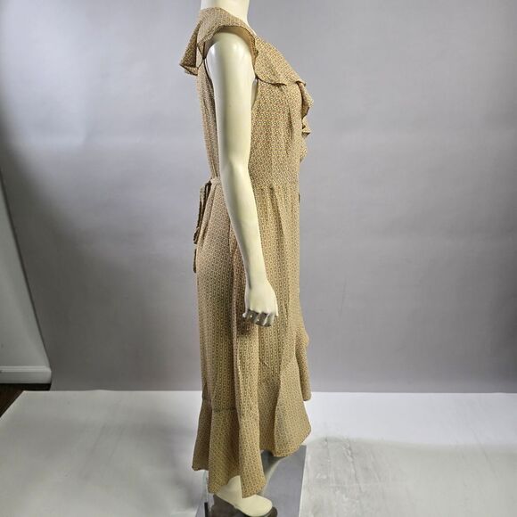 Max Studio Small Beige Ruffle Dress R8 - Picture 3 of 5